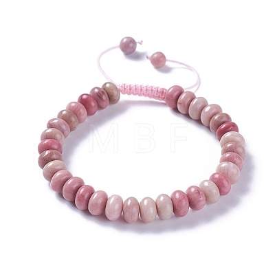 Adjustable Natural Rhodonite Braided Bead Bracelets BJEW-F369-A14-1