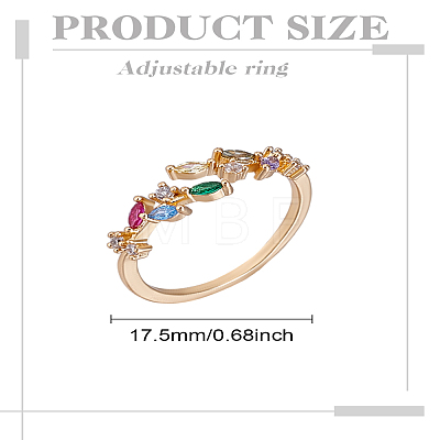 1Pc Brass Micro Pave Cubic Zirconia Cuff Rings for Women RJEW-LP0002-23A-1