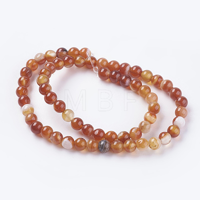 Natural Striped Agate/Banded Agate Beads Strands X-G-G591-6mm-03-1