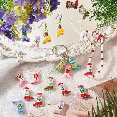 20Pcs 10 Styles Boot Baking Paint Glass Enamel Beads LAMP-TA0002-78A-1