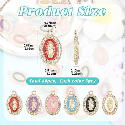 30Pcs 6 Colors Alloy Enamel Pendants ENAM-YW0008-87-1