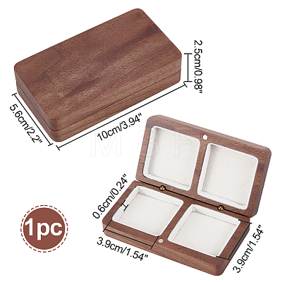 2-Slot Black Walnut Jewelry Magnetic Storage Boxes CON-WH0095-09A-1