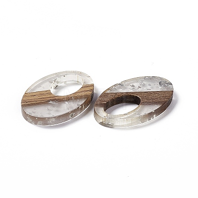 Transparent Resin & Walnut Wood Pendants RESI-M027-02K-1