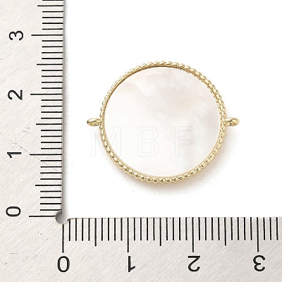 Brass Pave Clear Cubic Zirconia Connector Charms with Shell KK-P260-28B-G-1