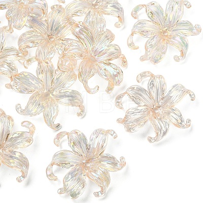 10Pcs UV Plating Iridescent Plastic Beads Caps FIND-YW0007-94D-1