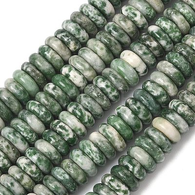 Natural Green Spot Jasper Beads Strands G-G329-A01-3x8mm-1