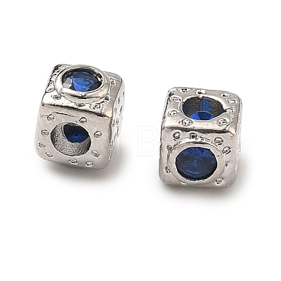 Cube Brass Micro Pave Cubic Zirconia Beads KK-B170-03P-1