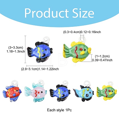 5Pcs 5 Colors Handmade Lampwork Pendants LAMP-FS0001-80B-1
