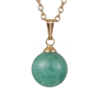 Round Gemstone Pendant Necklaces NJEW-JN04718-02-1