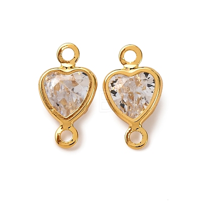 Brass Pave Clear Cubic Zirconia Connector Charms KK-Z121-06G-03-1