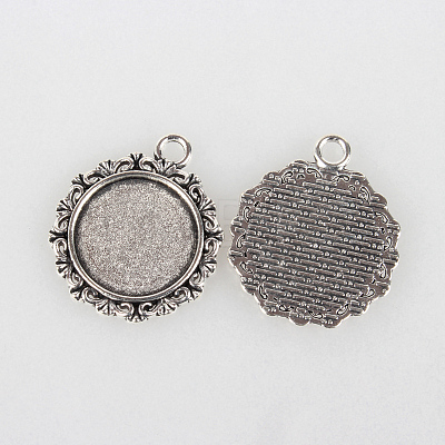 Tibetan Style Alloy Pendant Cabochon Settings X-TIBEP-N003-49AS-1