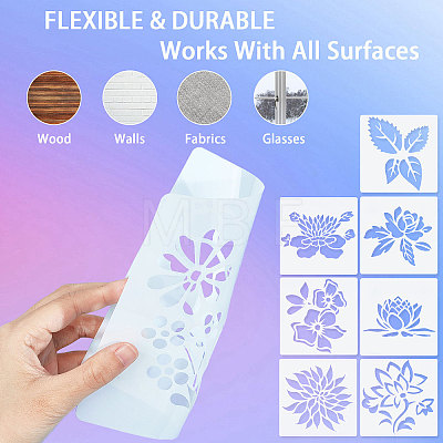 16Pcs 16 Patterns PET Plastic Hollow Out Drawing Painting Stencils Templates AJEW-WH0332-76-1