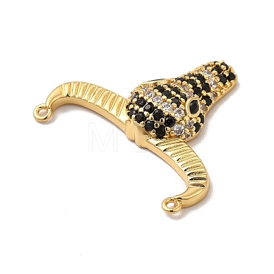 Rack Plating Brass Micro Pave Cubic Zirconia Connector Charms KK-P230-04G-01-1