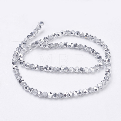 Faceted(32 Facets) Round Half Plated Electroplate Glass Beads Strands X-EGLA-J042-4mm-H02-1
