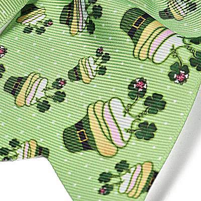 Saint Patrick's Day Big Bowknot Polyester Elastic Hair Ties OHAR-H011-01A-1