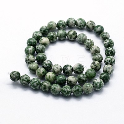 Natural Green Spot Jasper Beads Strands X-G-I199-30-6mm-1
