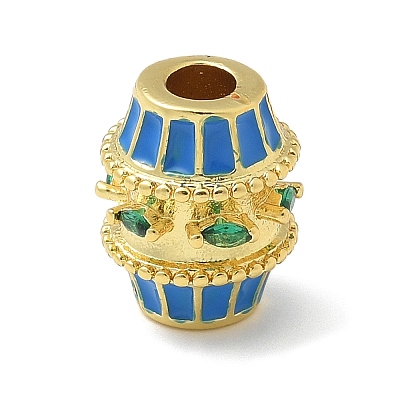Barrel Brass Micro Pave Cubic Zirconia Spacer Beads KK-U050-11G-01-1