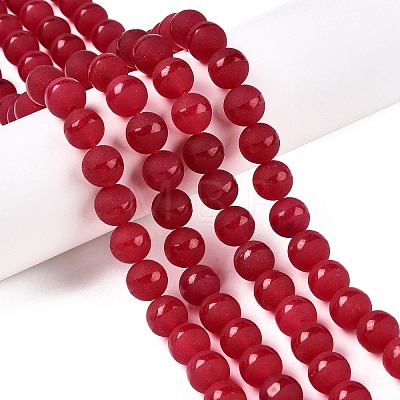 Frosted Natural White Jade Beads Strands G-T138-10mm-209B-1