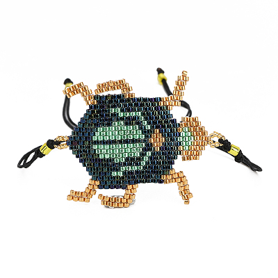 MIYUKI Seed Beetle Link Bracelet with Double Tassel BJEW-A23-01-32-1
