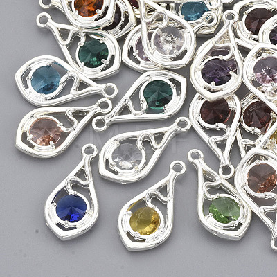 Faceted Glass Pendants GLAA-R204-B-S-NF-1