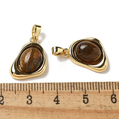Natural Tiger Eye Teardrop Pendants KK-R210-28G-1