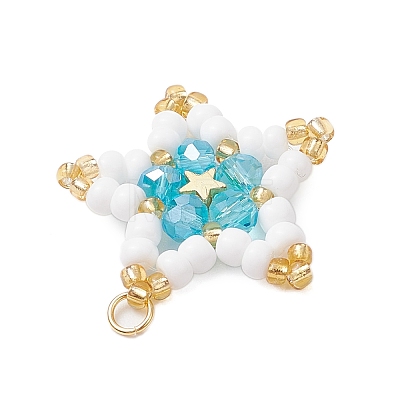 Glass Seed Beaded Star Pendants PALLOY-MZ00541-1