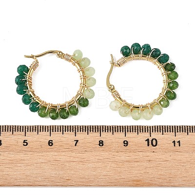 Dyed Natural Malaysia Jade Rondelle Bead & 201 Stainless Steel Hoop Earrings EJEW-JE07415-1
