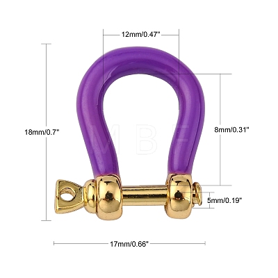 Brass Enamel D-Ring Anchor Shackle Clasps KK-P201-01G-1