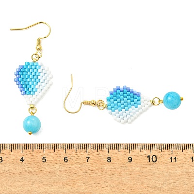 304 Stainless Steel with Glass Cylinder Seed Beads Hot Air Balloon Dangle Earrings EJEW-MZ00820-1