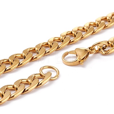 Men's Vacuum Plating 304 Stainless Steel Cuban Link Chain Necklaces NJEW-I248-04G-1
