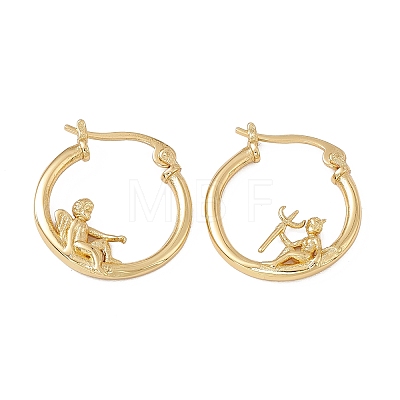 Angel & Devil Asymmetrical Earrings EJEW-A091-01G-1
