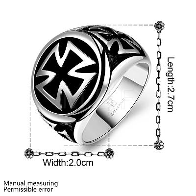 Cross 316L Surgical Stainless Steel Signet Rings for Men RJEW-BB01126-10-1