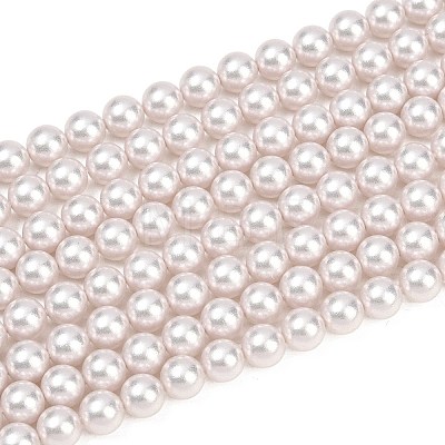Frosted Glass Pearl Beads Strands GLAA-A044-08A-04-1