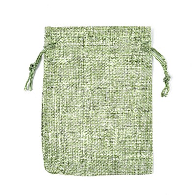 Polyester Imitation Burlap Packing Pouches Drawstring Bags ABAG-R005-14x10-02-1