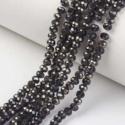 Electroplate Transparent Glass Beads Strands EGLA-A034-T6mm-P-1