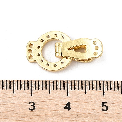 Brass Micro Pave Clear Cubic Zirconia Fold Over Clasps KK-P299-07G-1