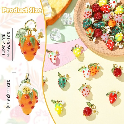 5Pcs Handmade Lampwork Pendants PALLOY-YW00108-07A-1