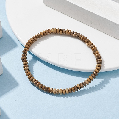 Natural Picture Jasper Rondelle Beaded Stretch Bracelets BJEW-JB09980-09-1