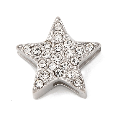 304 Stainless Steel Rhinestone Slide Charms STAS-P421-04C-P-1