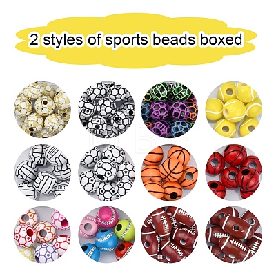 11 Style Sports Theme Acrylic Beads OACR-YW0001-92-1