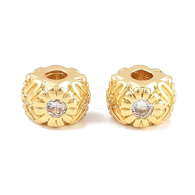Brass Micro Pave Clear Cubic Zirconia Beads KK-CBA78C7-06G-1