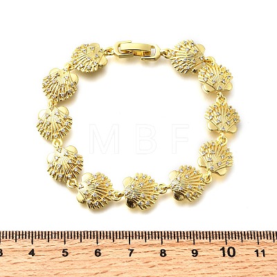 Summer Beach Brass Micro Pave Clear Cubic Zirconia Shell Shape Link Chain Bracelets BJEW-C118-02B-G-1