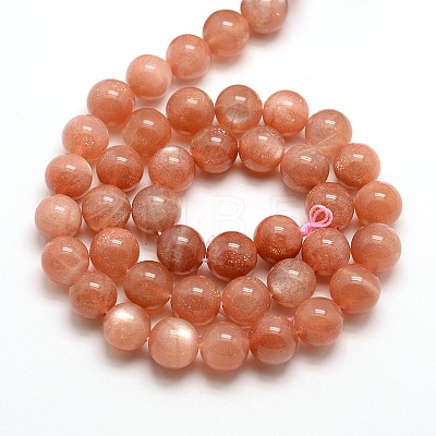 Grade AAA Natural Gemstone Sunstone Round Beads Strands G-E251-34-8mm-1