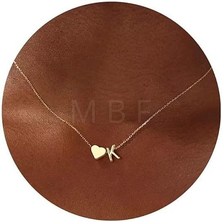 Simple Style Adjustable 316L Surgical Stainless Steel Heart and Initial Pendant Necklaces for Women WG95AEF-11-1