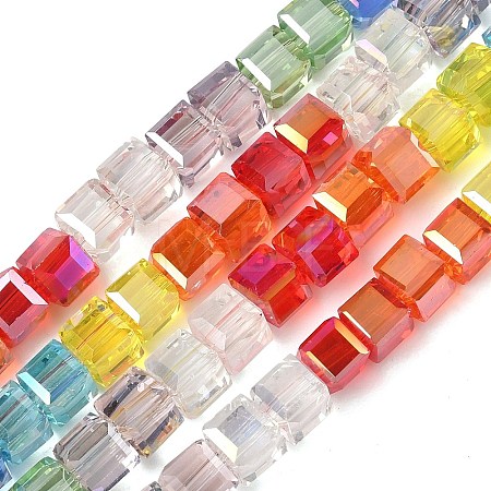 Electroplate Transparent Glass Beads Strands EGLA-K015-14A-1