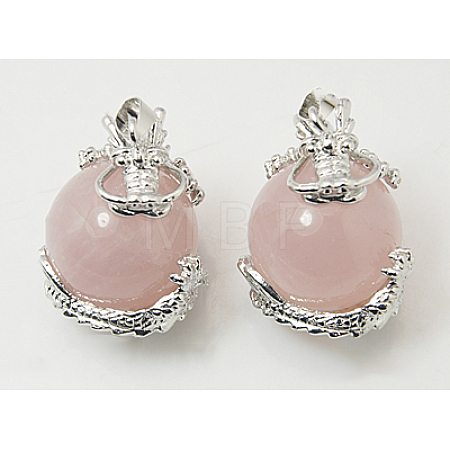 Natural Rose Quartz Pendants X-G-H1527-6-1