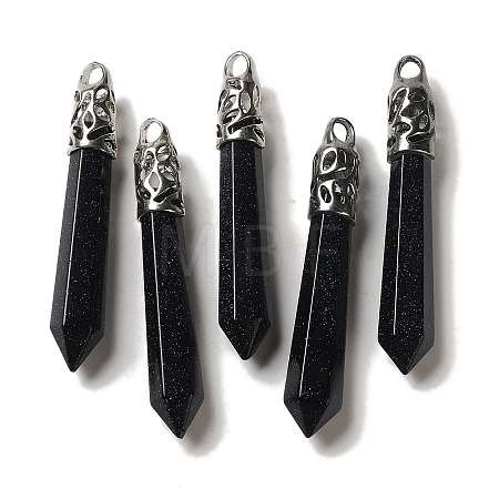 Synthetic Blue Goldstone Pointed Big Pendants G-Z055-01P-15-1