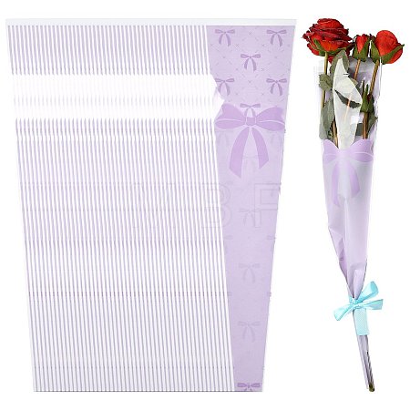 Bowknot Print Transparent PE Cone Flower Sleeves ABAG-FZC0002-001G-1
