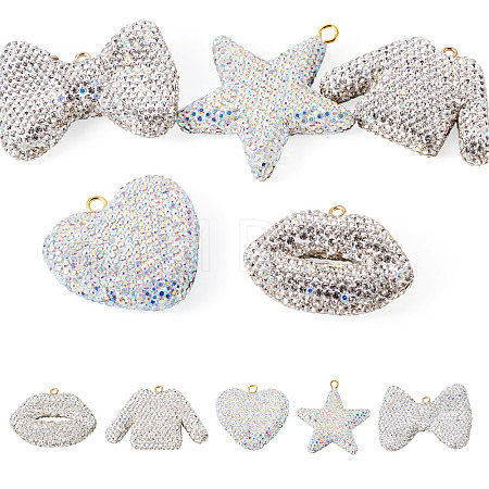 5Pcs 5 Styles Handmade Polymer Clay Pendants RB-BT0001-05C-1