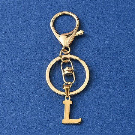 304 Stainless Steel Initial Letter Charm Keychains KEYC-YW00005-12-1